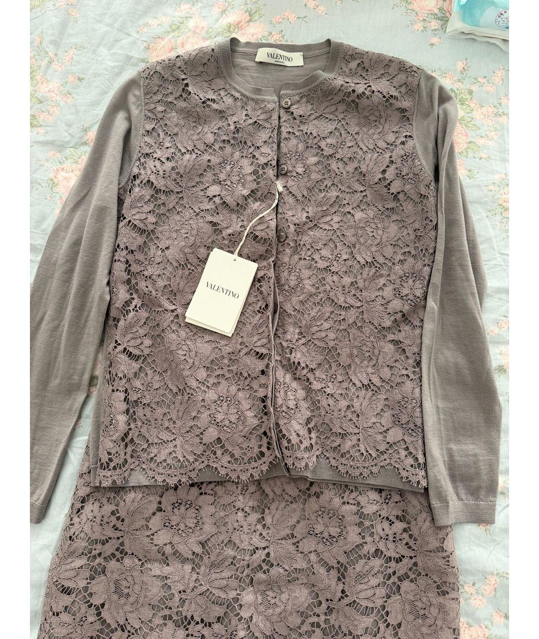 VALENTINO Серый кружевной костюм с юбками, фото 6