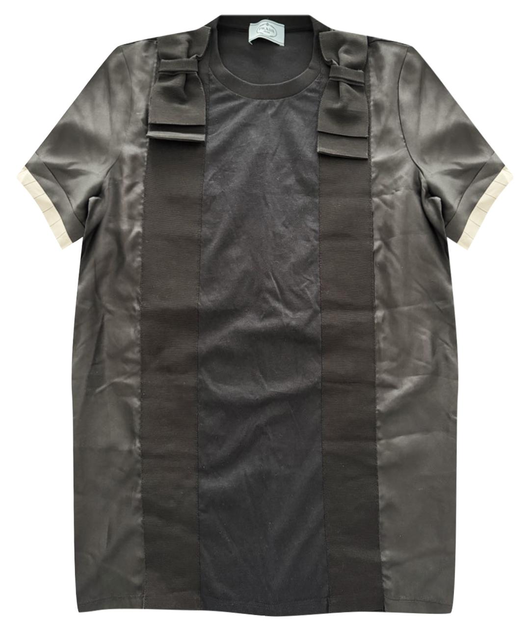 PRADA Черная шелковая футболка, фото 1