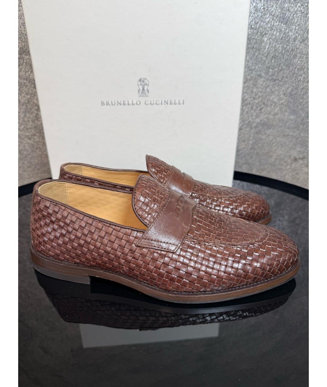 BRUNELLO CUCINELLI Коричневые кожаные мокасины, фото 5