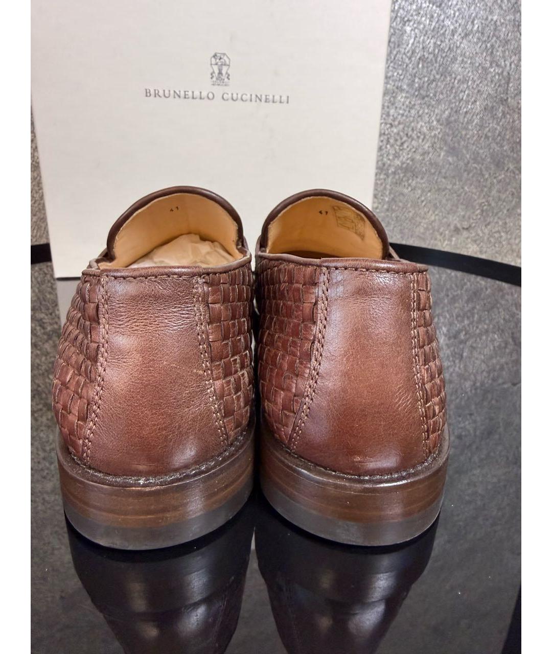 BRUNELLO CUCINELLI Коричневые кожаные мокасины, фото 4
