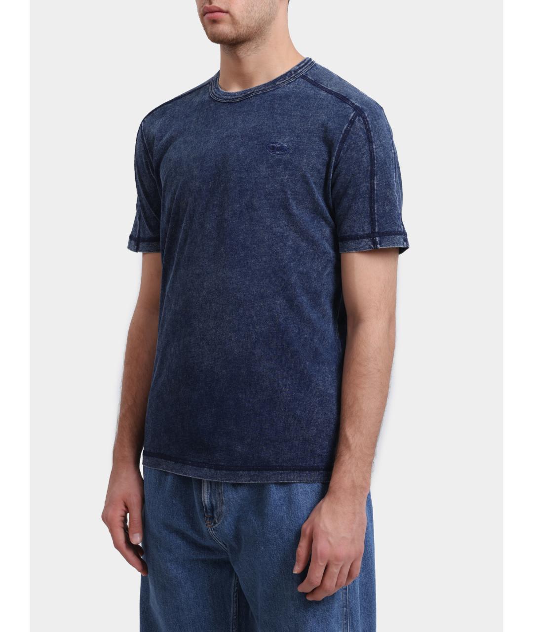 DIESEL Синяя хлопковая футболка, фото 3