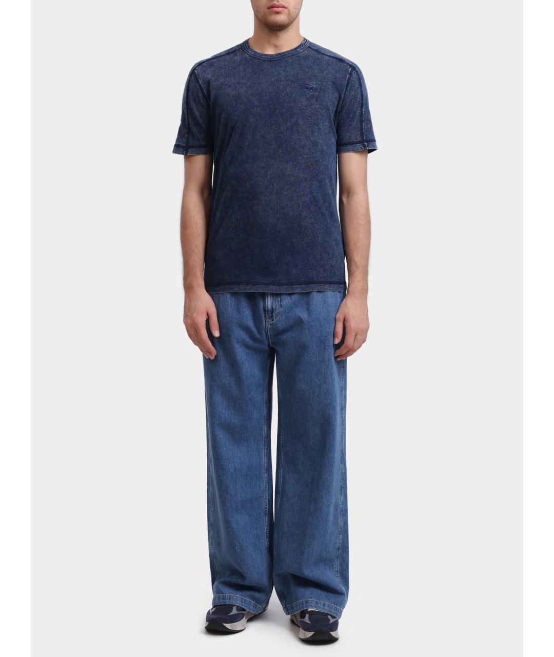 DIESEL Синяя хлопковая футболка, фото 2