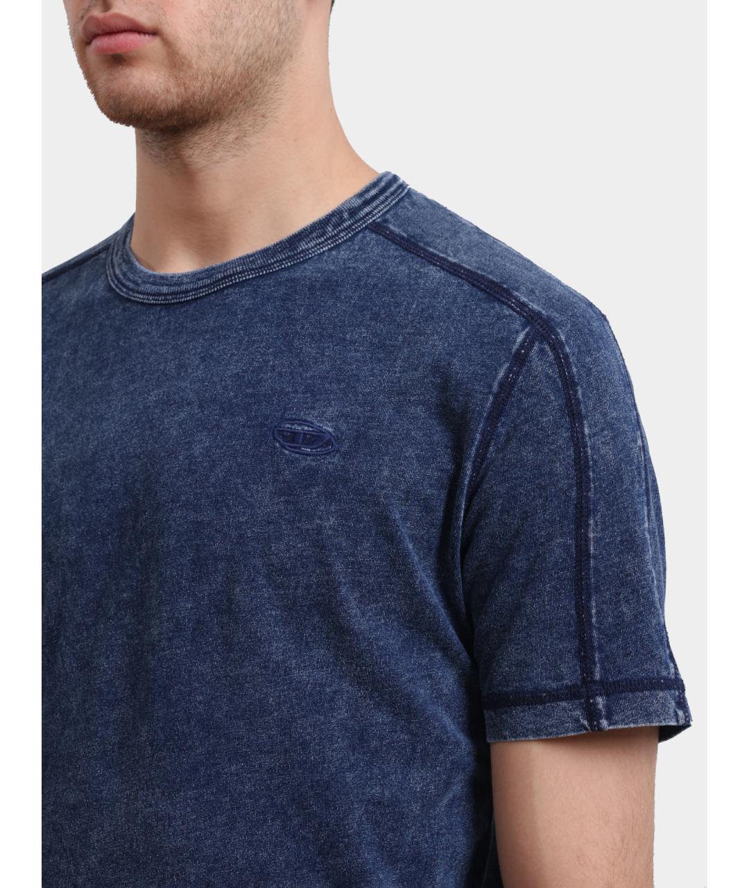DIESEL Синяя хлопковая футболка, фото 4