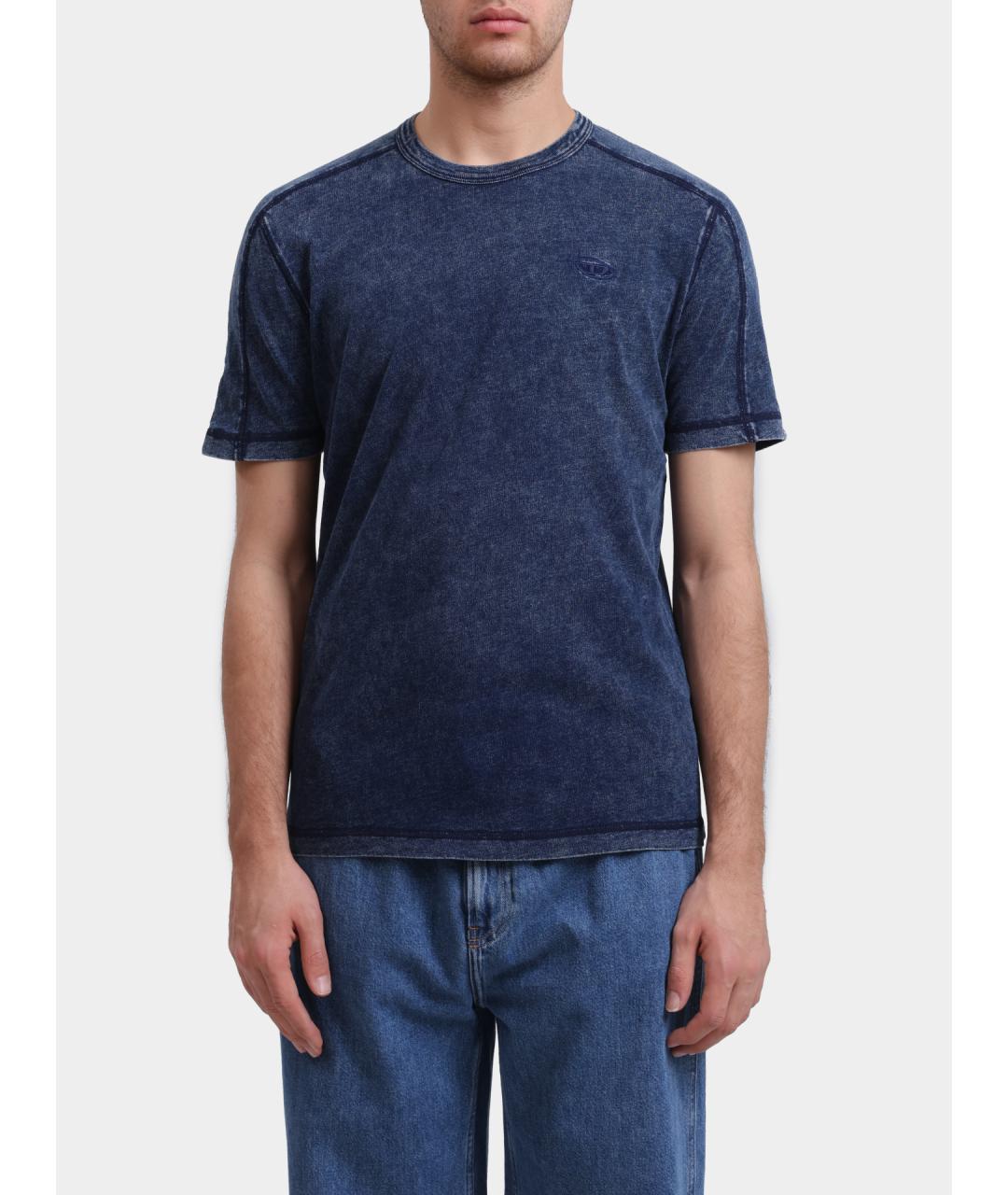 DIESEL Синяя хлопковая футболка, фото 6
