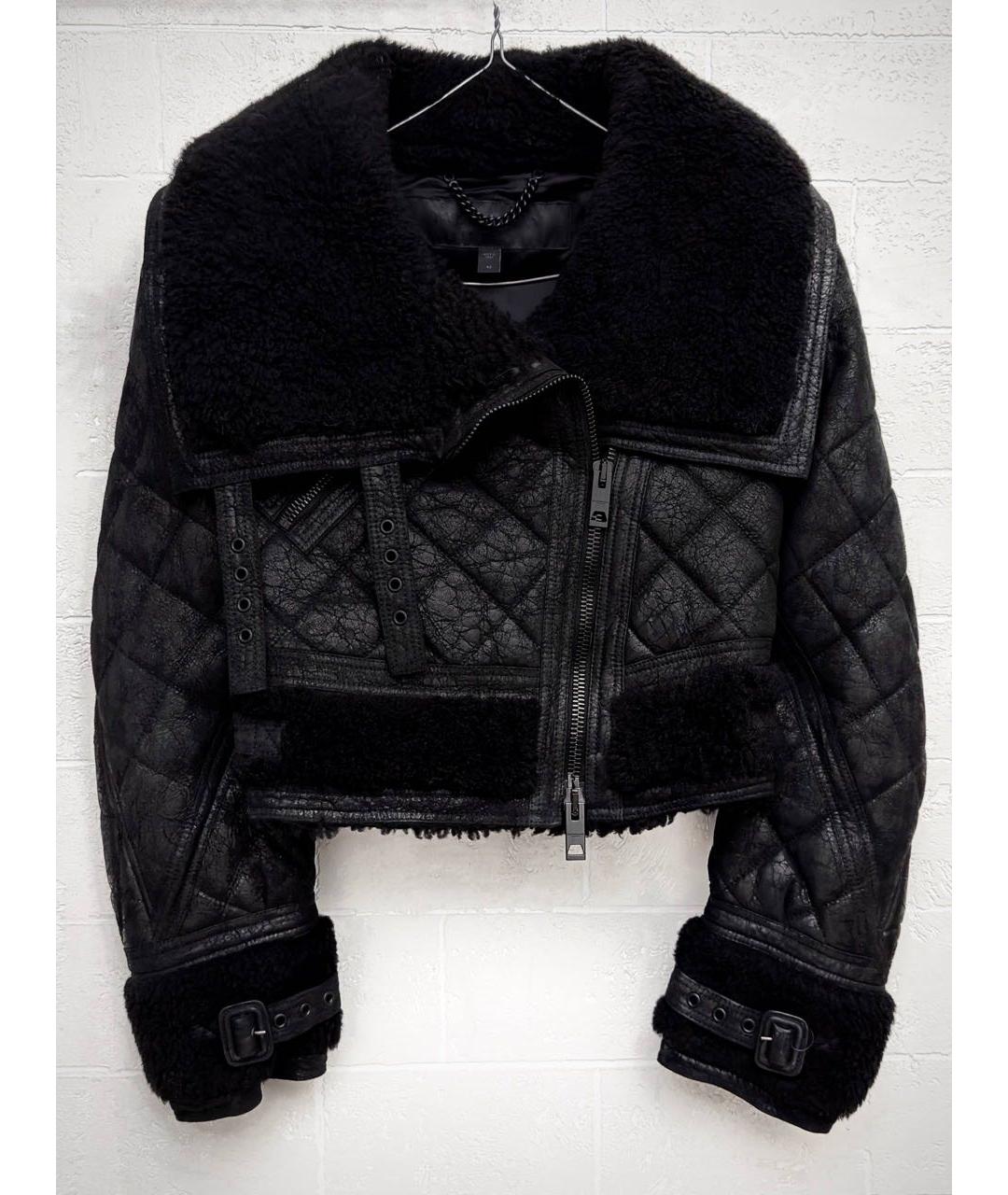 BURBERRY Черная кожаная дубленка, фото 8
