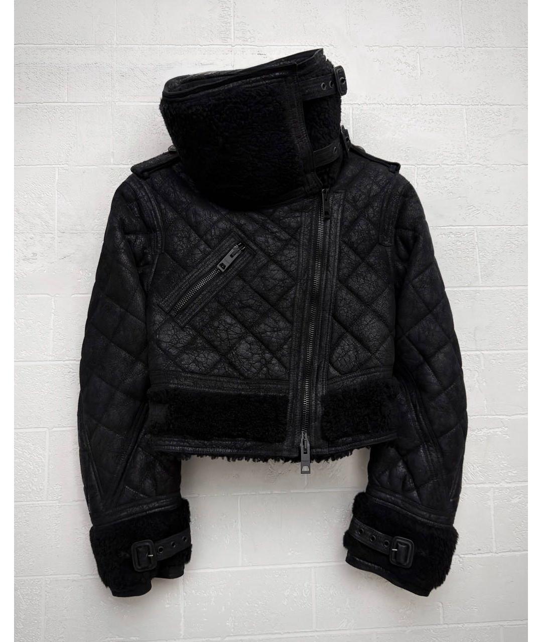 BURBERRY Черная кожаная дубленка, фото 2