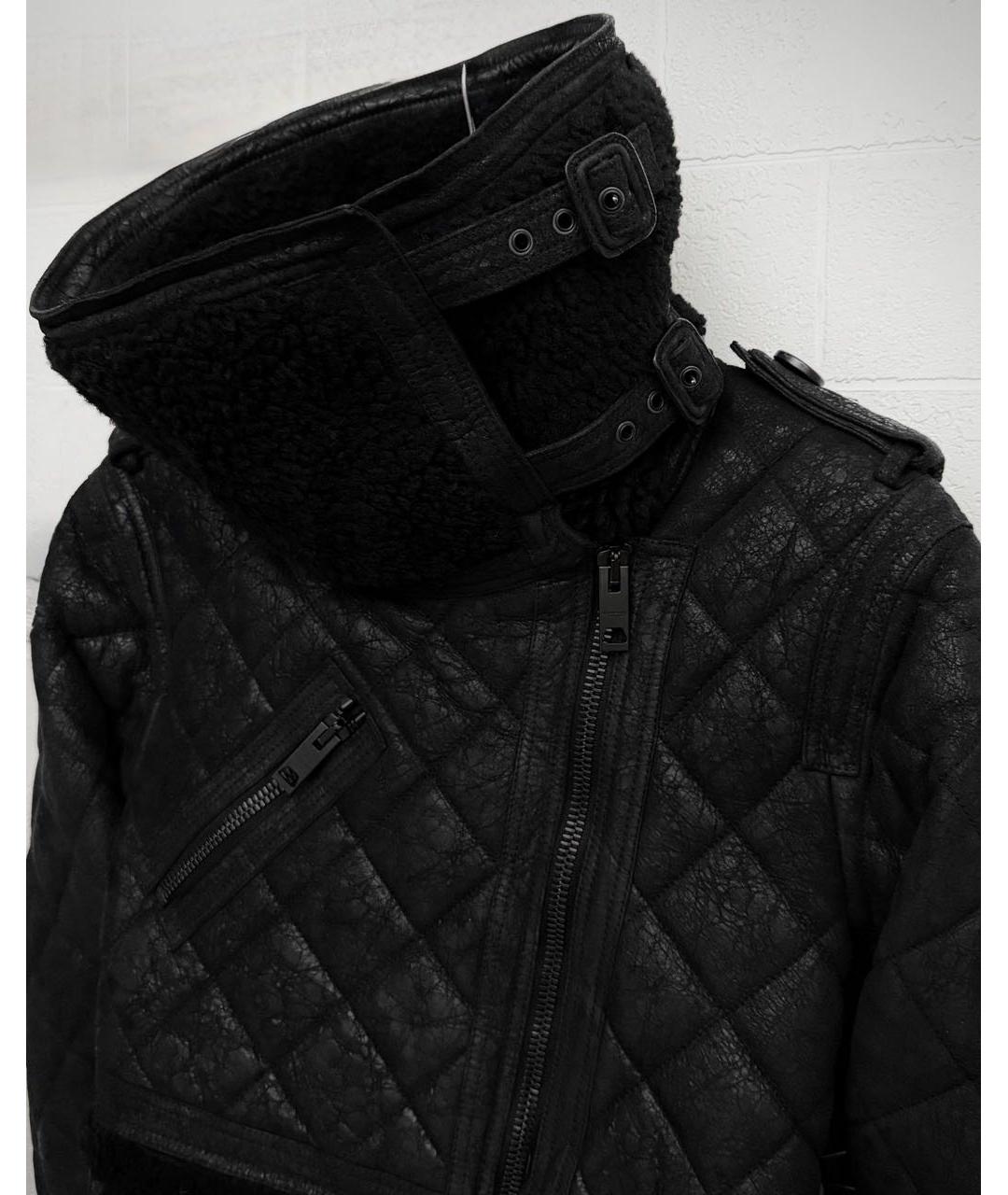 BURBERRY Черная кожаная дубленка, фото 4