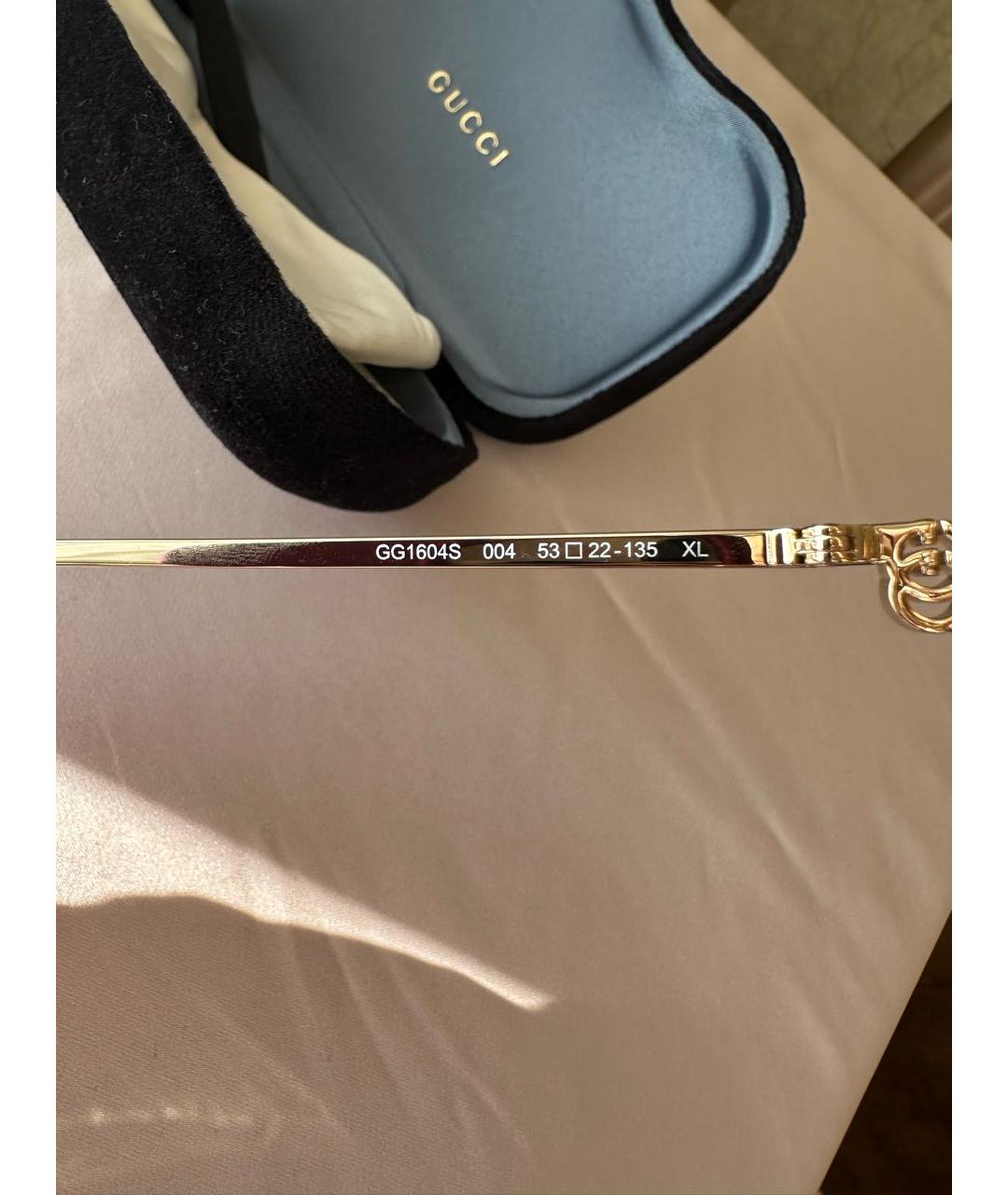 GUCCI Золотые металлические солнцезащитные очки, фото 6