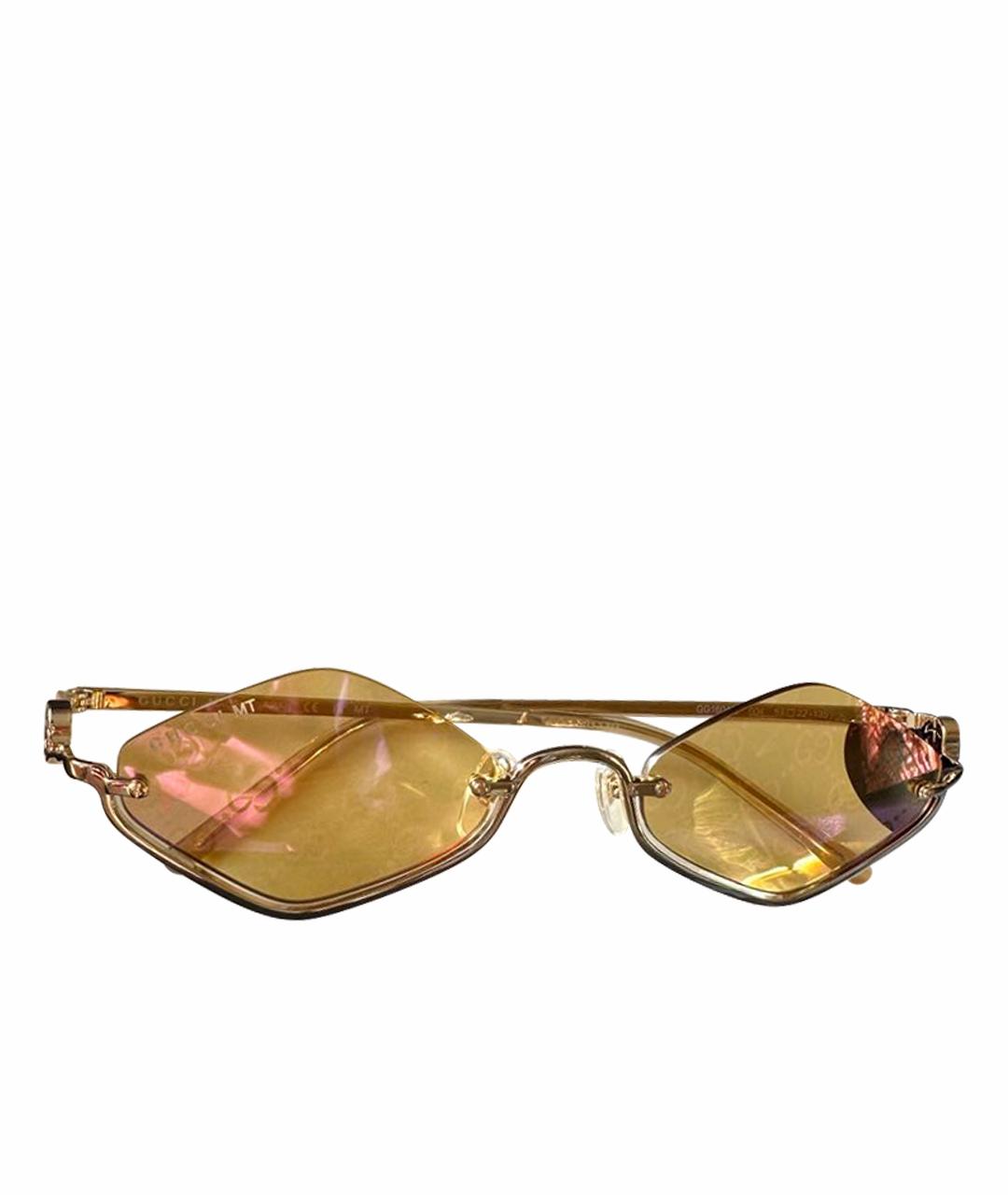 GUCCI Золотые металлические солнцезащитные очки, фото 1