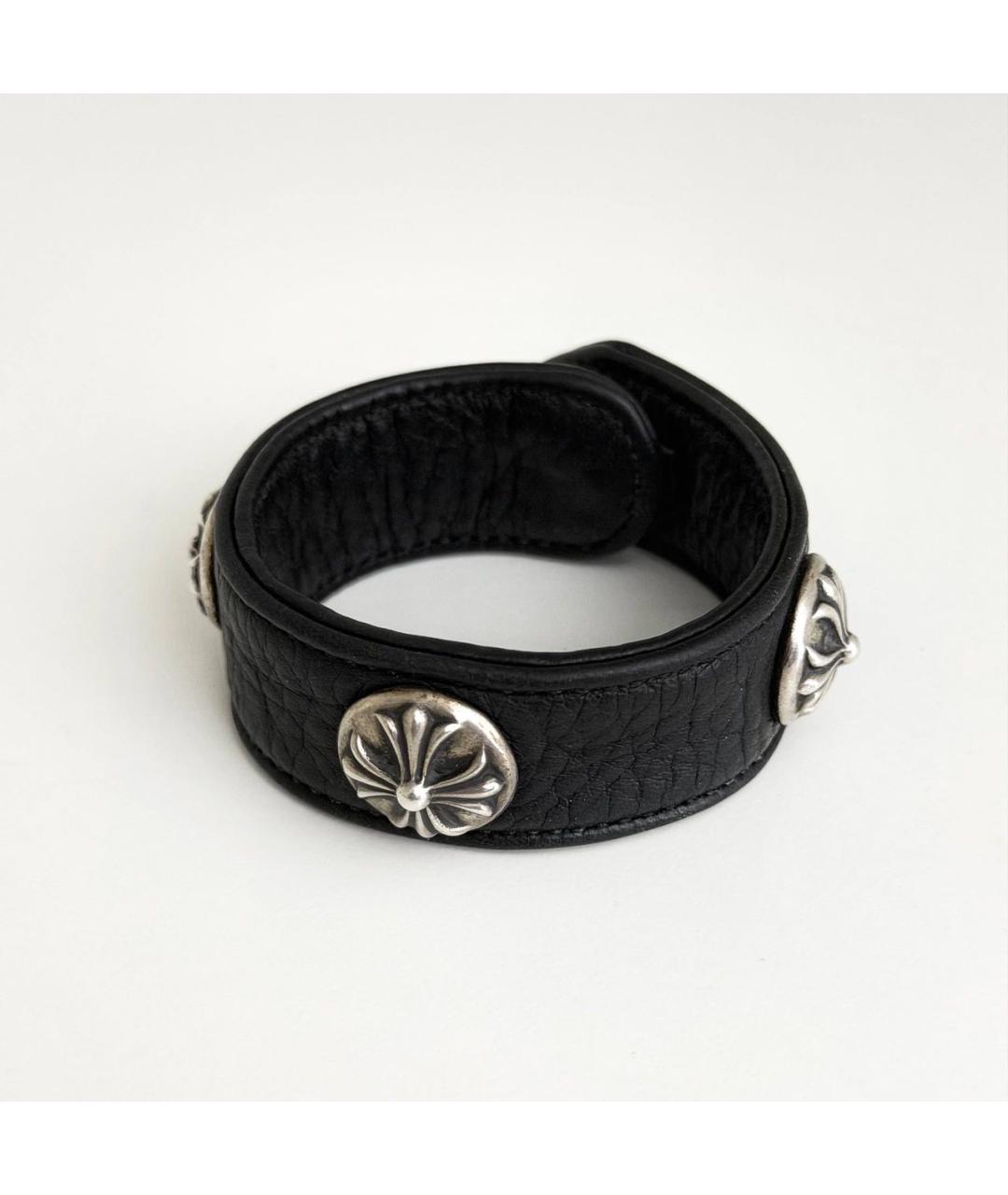 CHROME HEARTS Черный кожаный браслет, фото 5