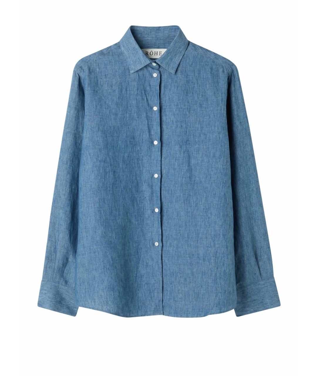 ROHE Синяя льняная рубашка, фото 1