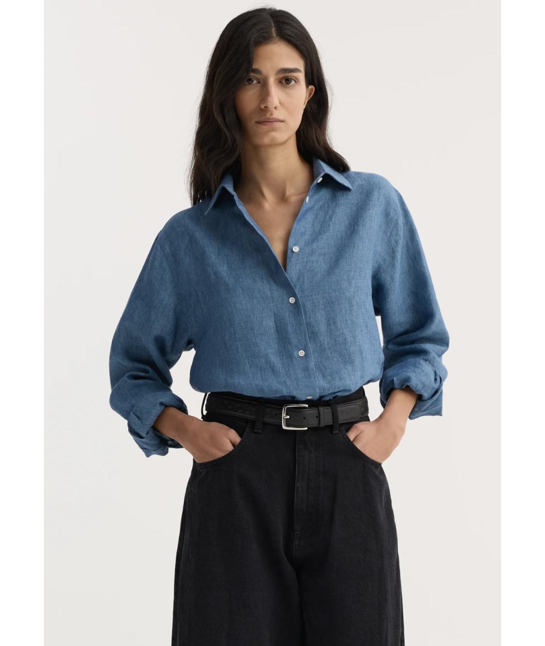 ROHE Синяя льняная рубашка, фото 2