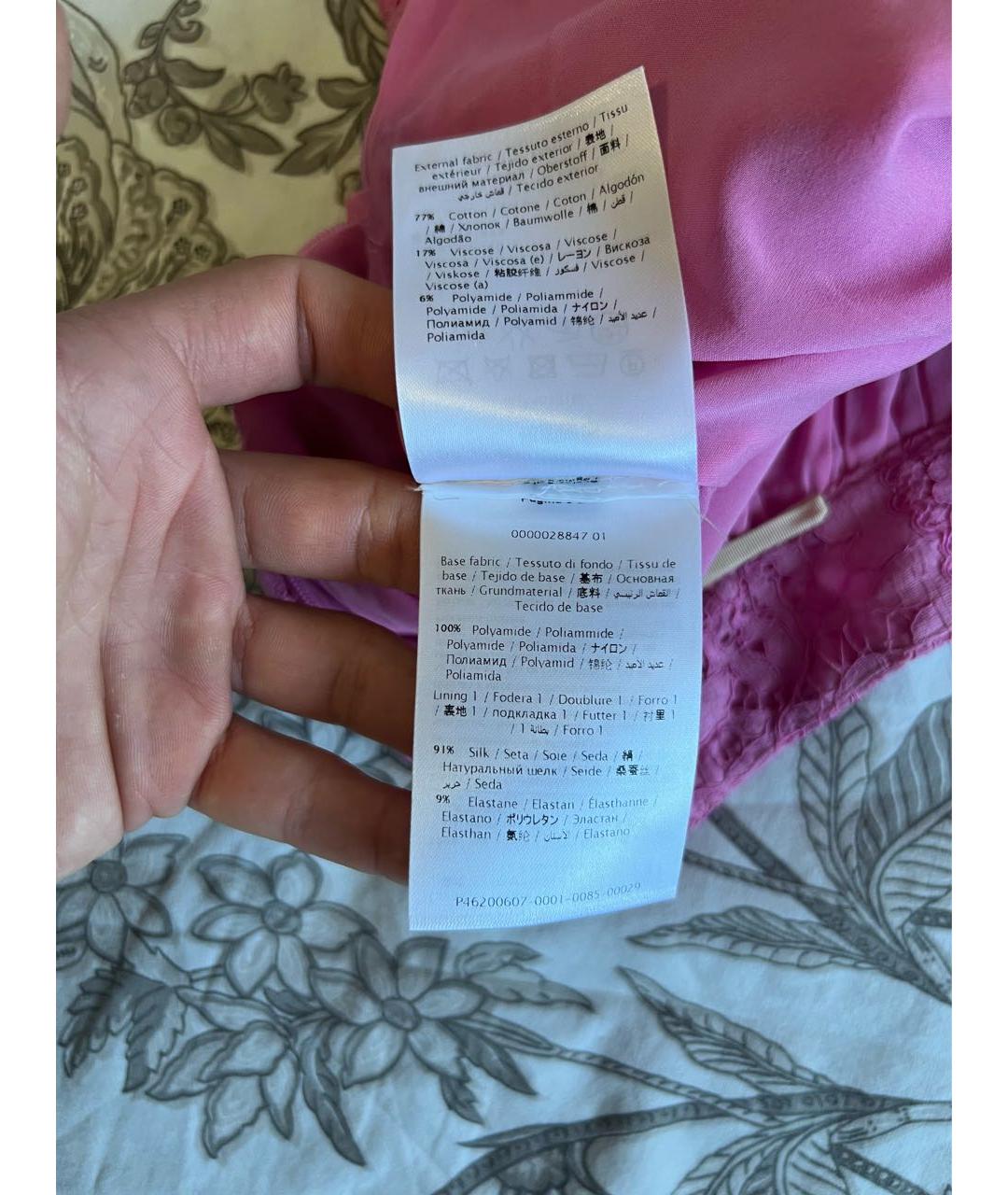 VALENTINO Розовая хлопковая юбка мини, фото 6