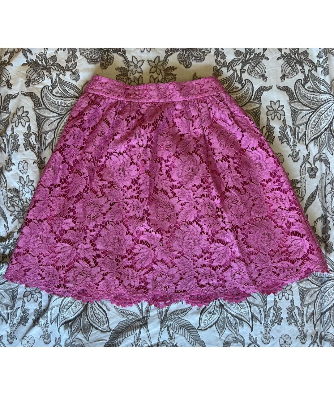 VALENTINO Розовая хлопковая юбка мини, фото 8