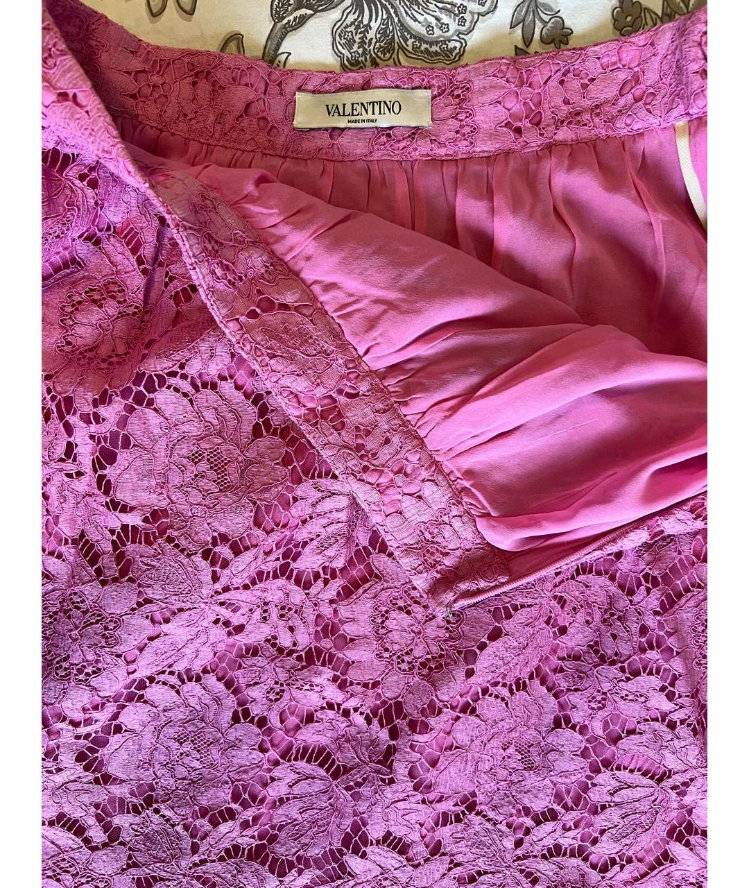 VALENTINO Розовая хлопковая юбка мини, фото 3