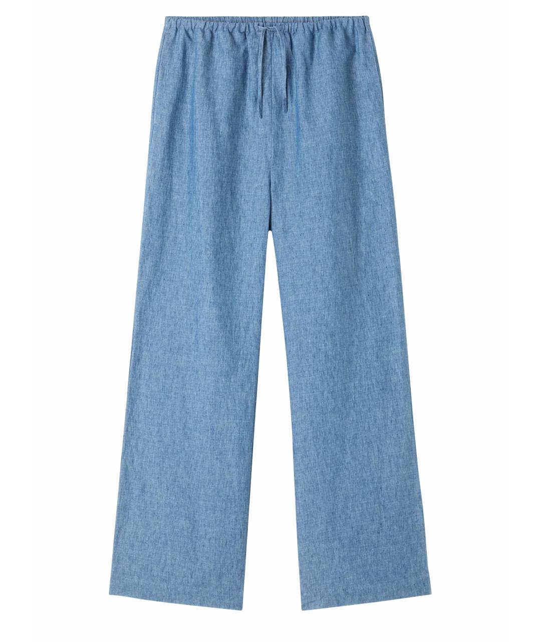 ROHE Синие льняные прямые брюки, фото 1