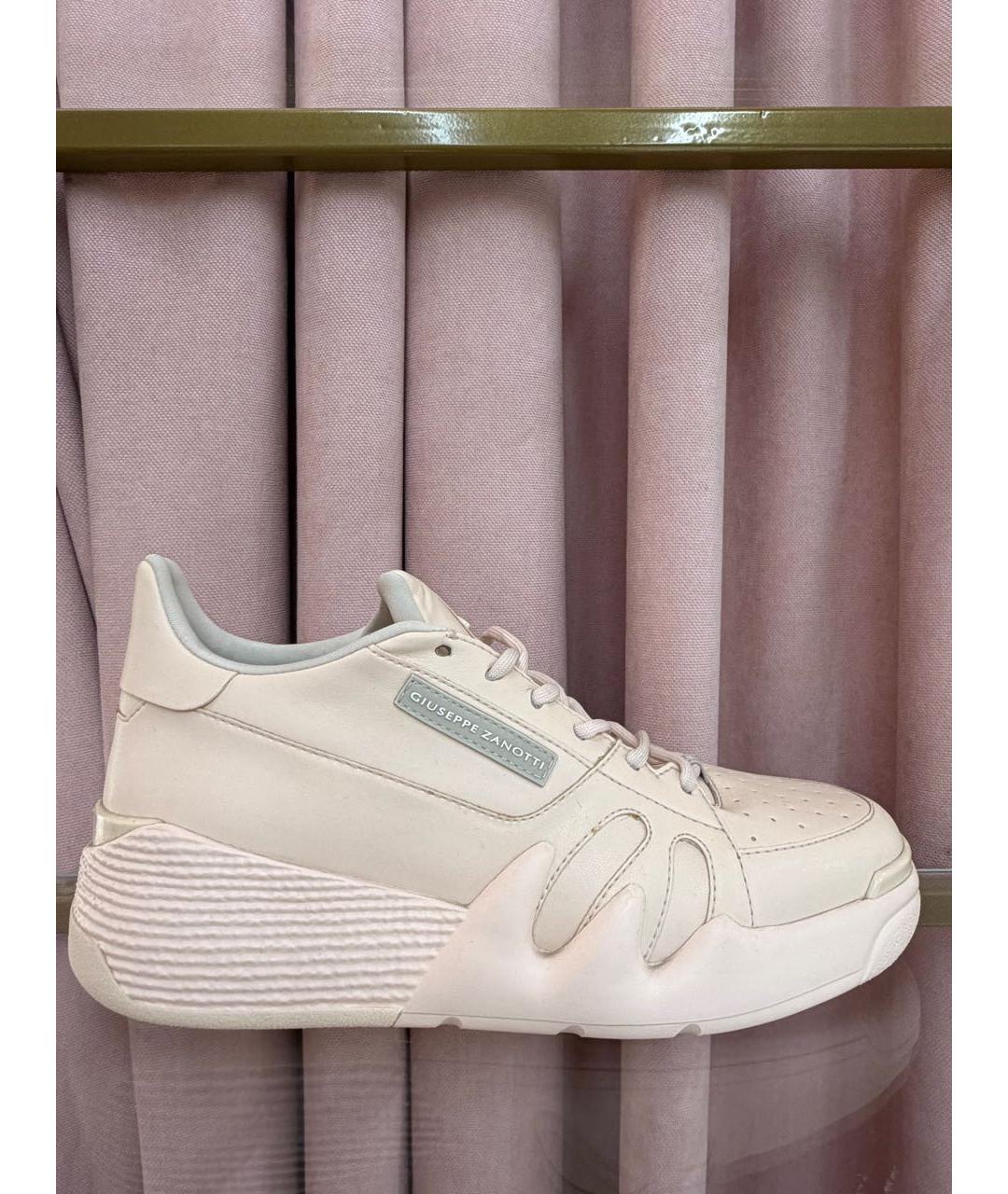 GIUSEPPE ZANOTTI DESIGN Бежевые кожаные кроссовки, фото 5