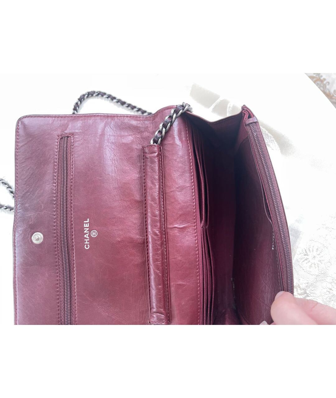 CHANEL PRE-OWNED Бордовая кожаная сумка через плечо, фото 6