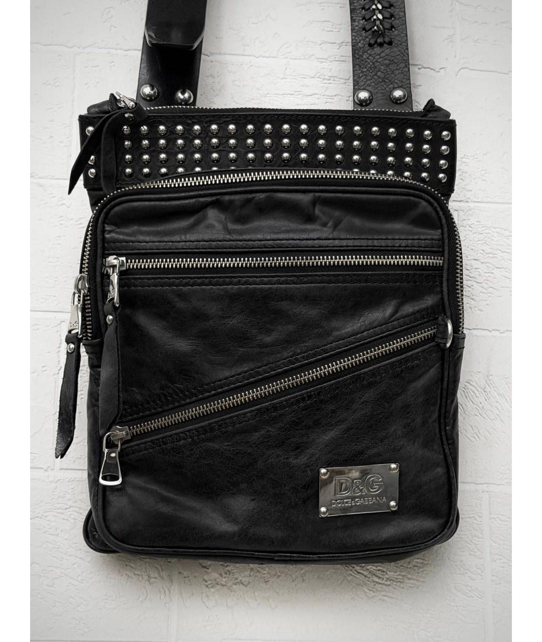 DOLCE&GABBANA Черная кожаная сумка на плечо, фото 2