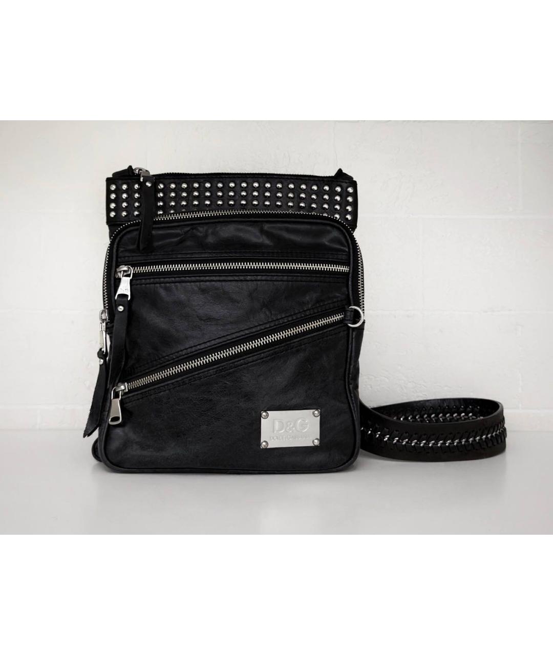 DOLCE&GABBANA Черная кожаная сумка на плечо, фото 6