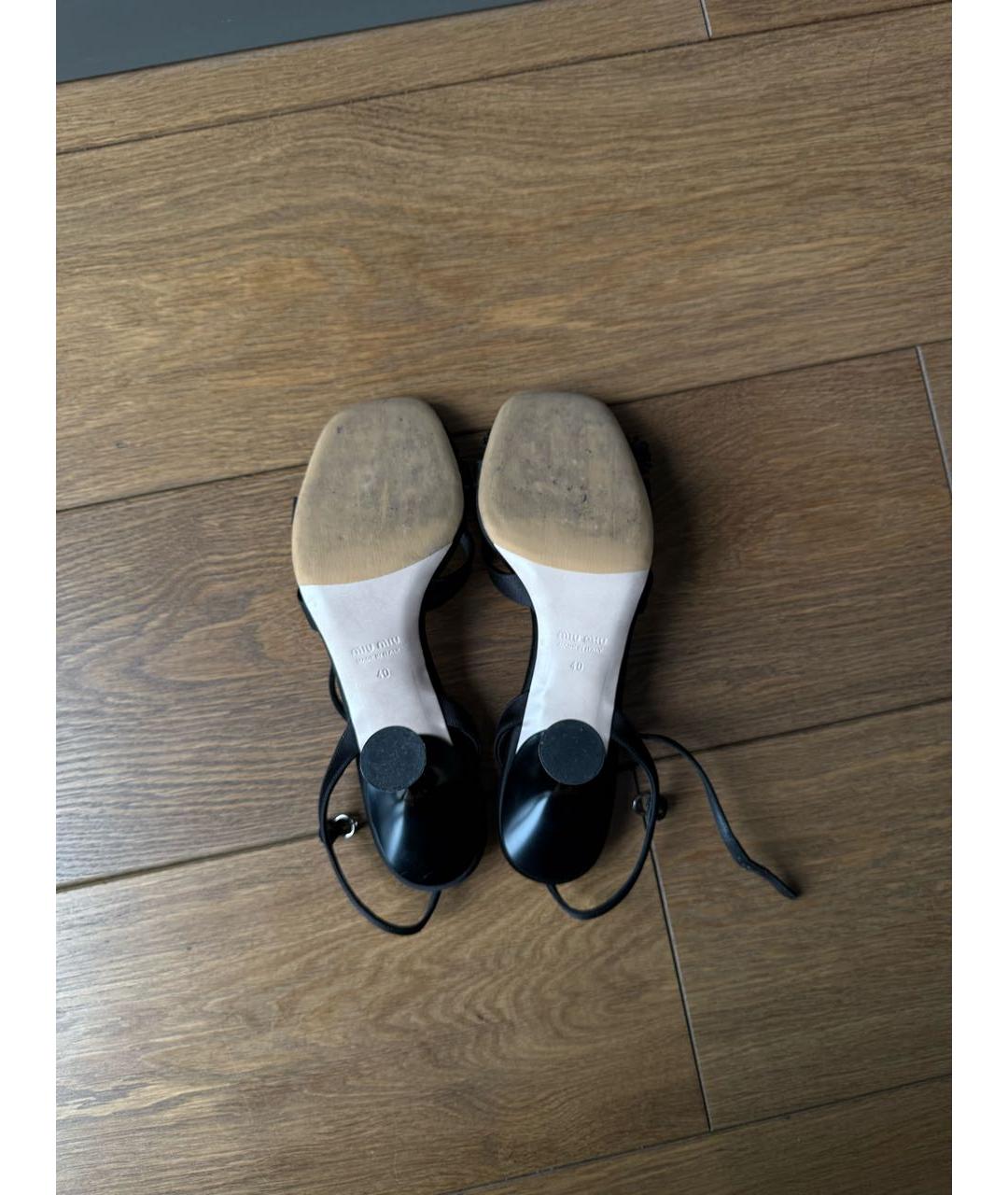 MIU MIU Черные текстильные босоножки, фото 3