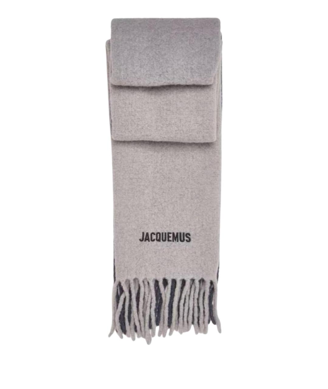 JACQUEMUS Серый шерстяной шарф, фото 1