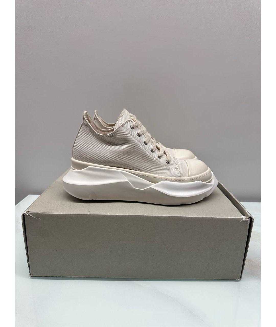 RICK OWENS DRKSHDW Бежевые текстильные низкие кроссовки / кеды, фото 7