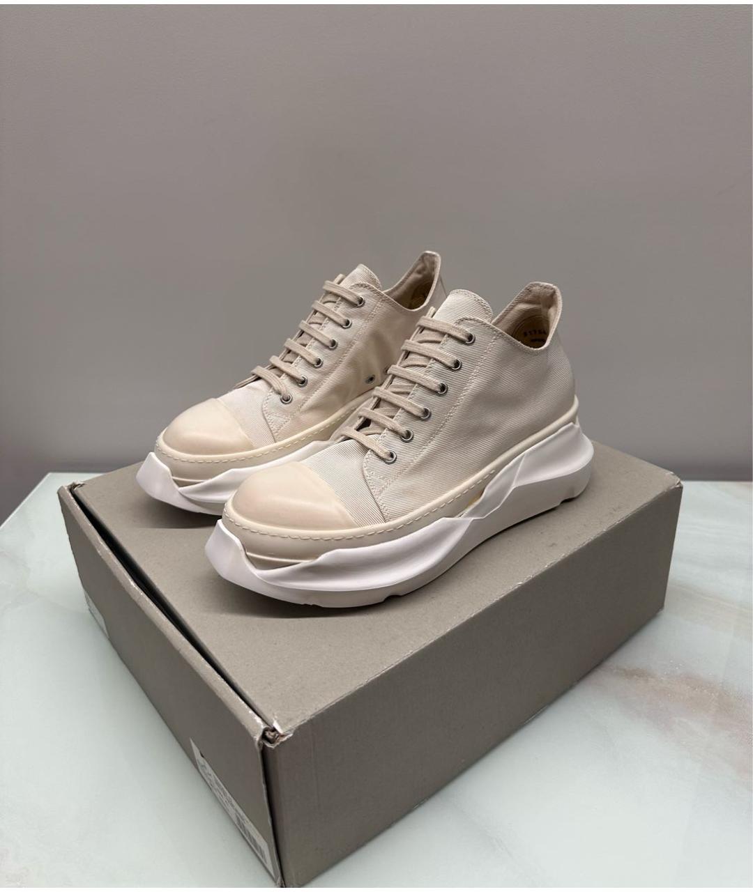 RICK OWENS DRKSHDW Бежевые текстильные низкие кроссовки / кеды, фото 2