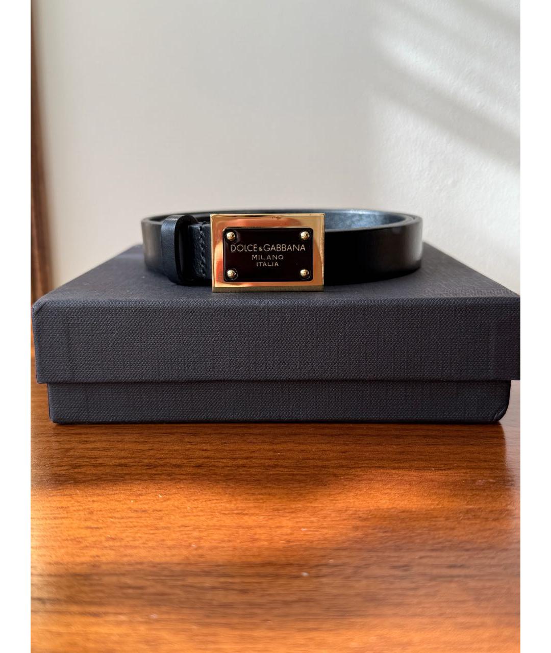 DOLCE&GABBANA Черный кожаный ремень, фото 7