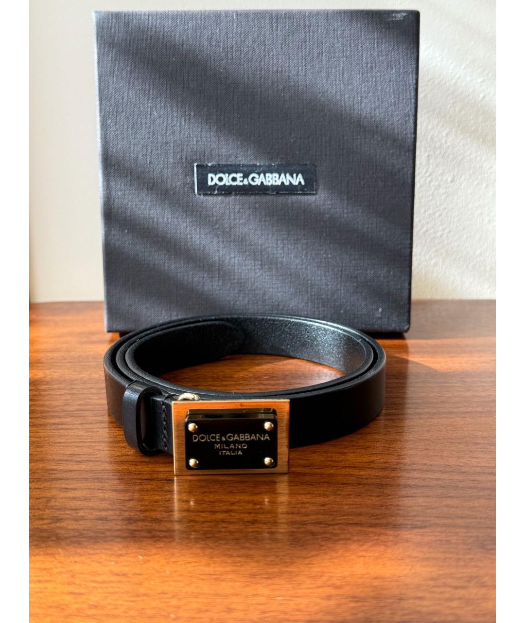 DOLCE&GABBANA Черный кожаный ремень, фото 4