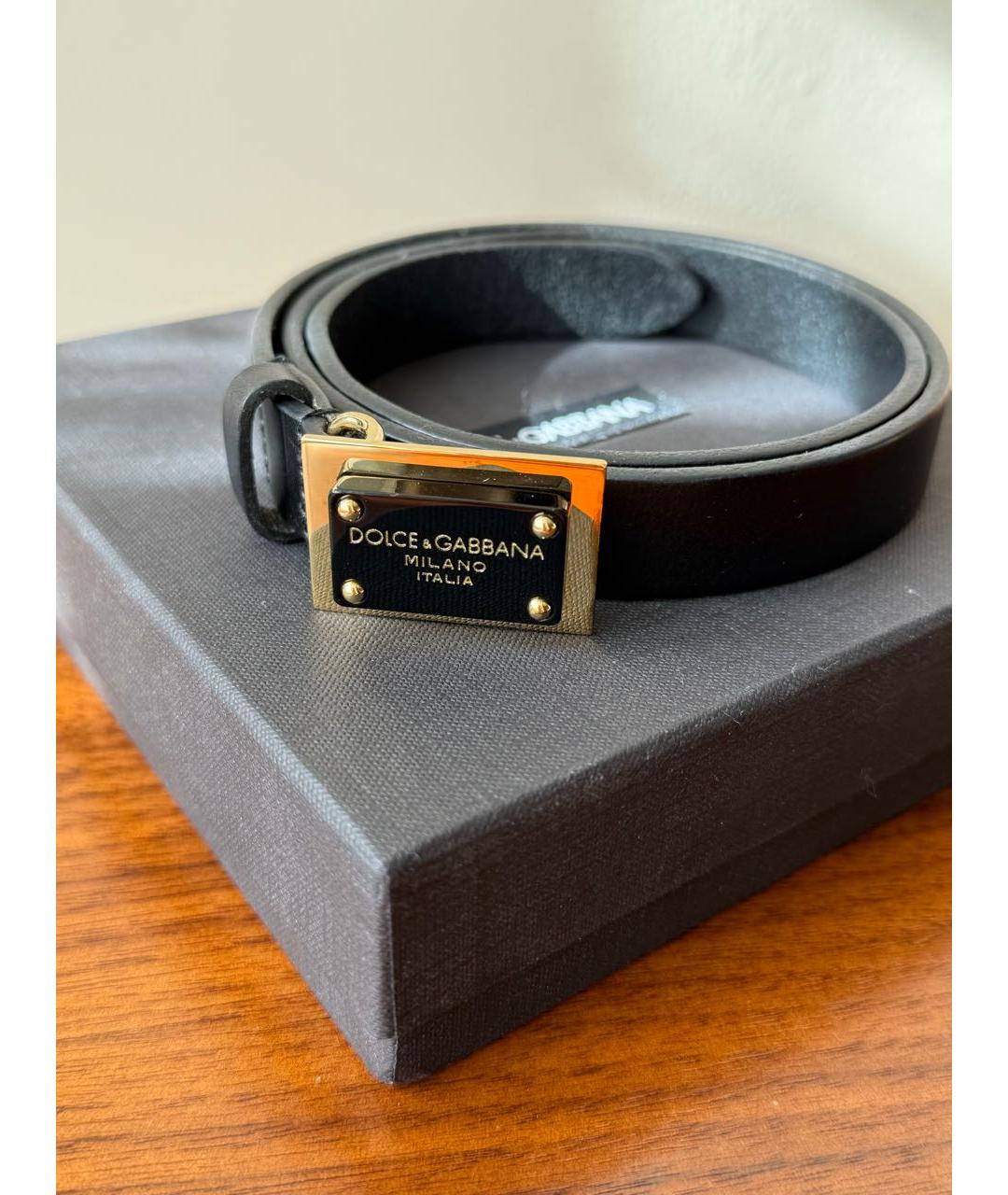 DOLCE&GABBANA Черный кожаный ремень, фото 2