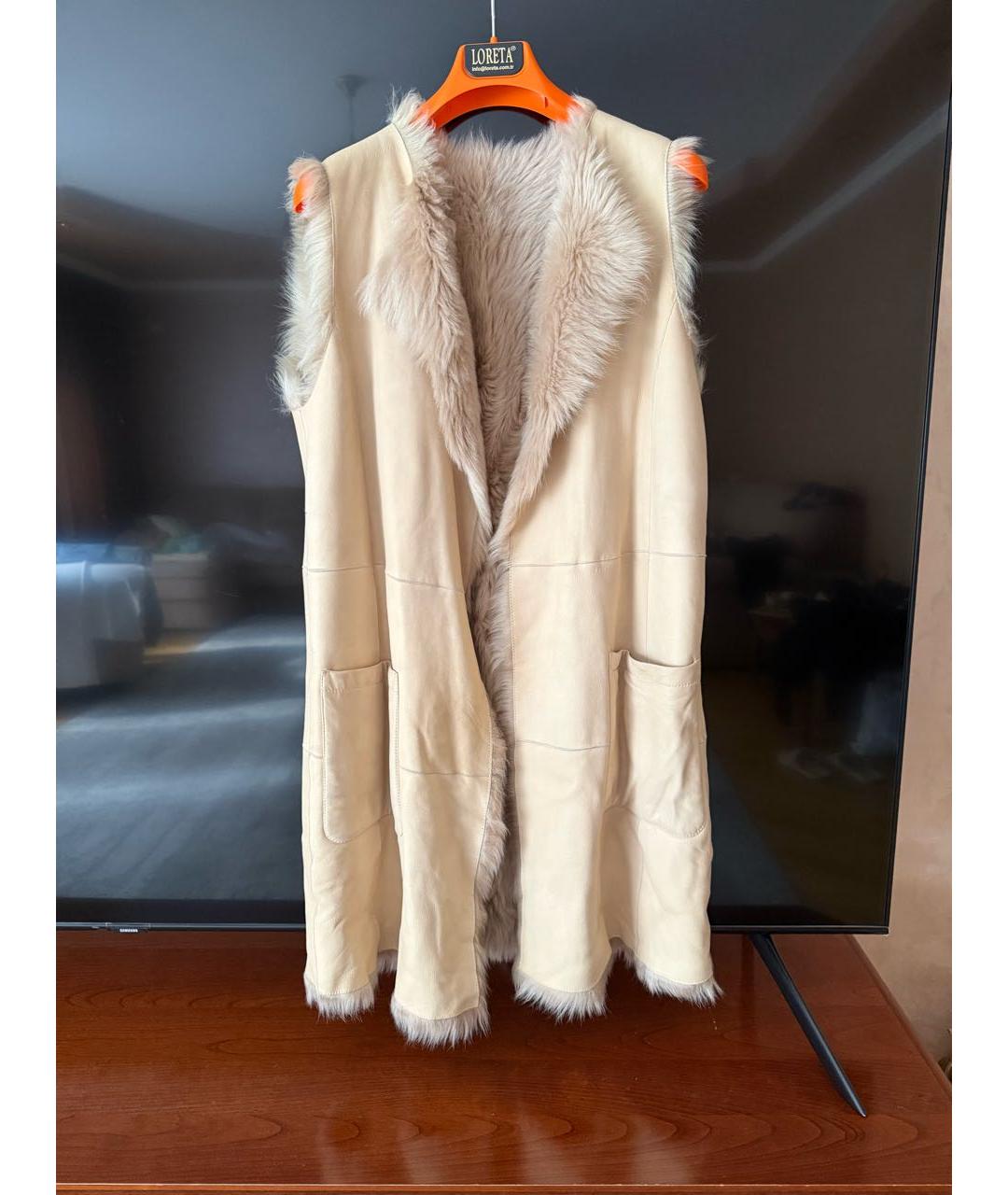 MAX MARA STUDIO Бежевый кожаный жилет, фото 9