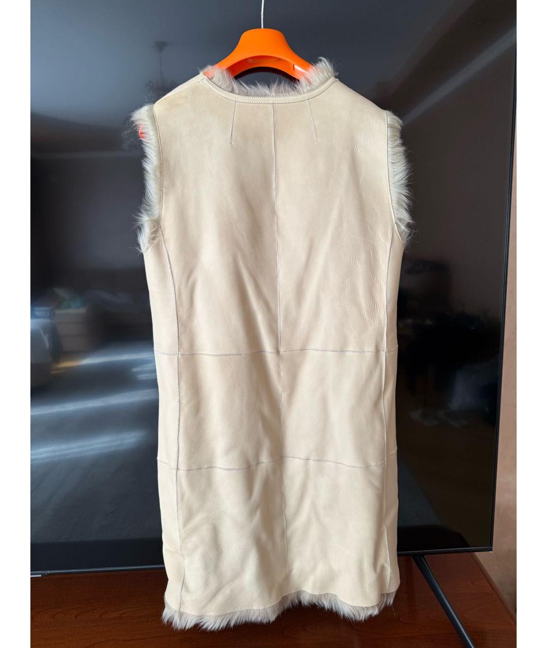 MAX MARA STUDIO Бежевый кожаный жилет, фото 4