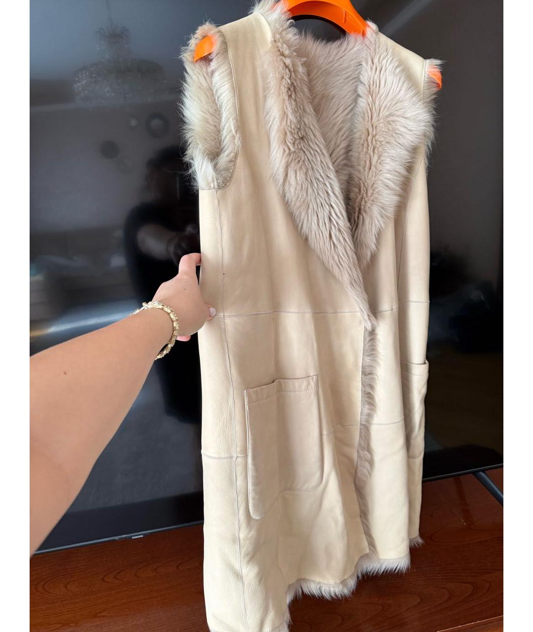 MAX MARA STUDIO Бежевый кожаный жилет, фото 3