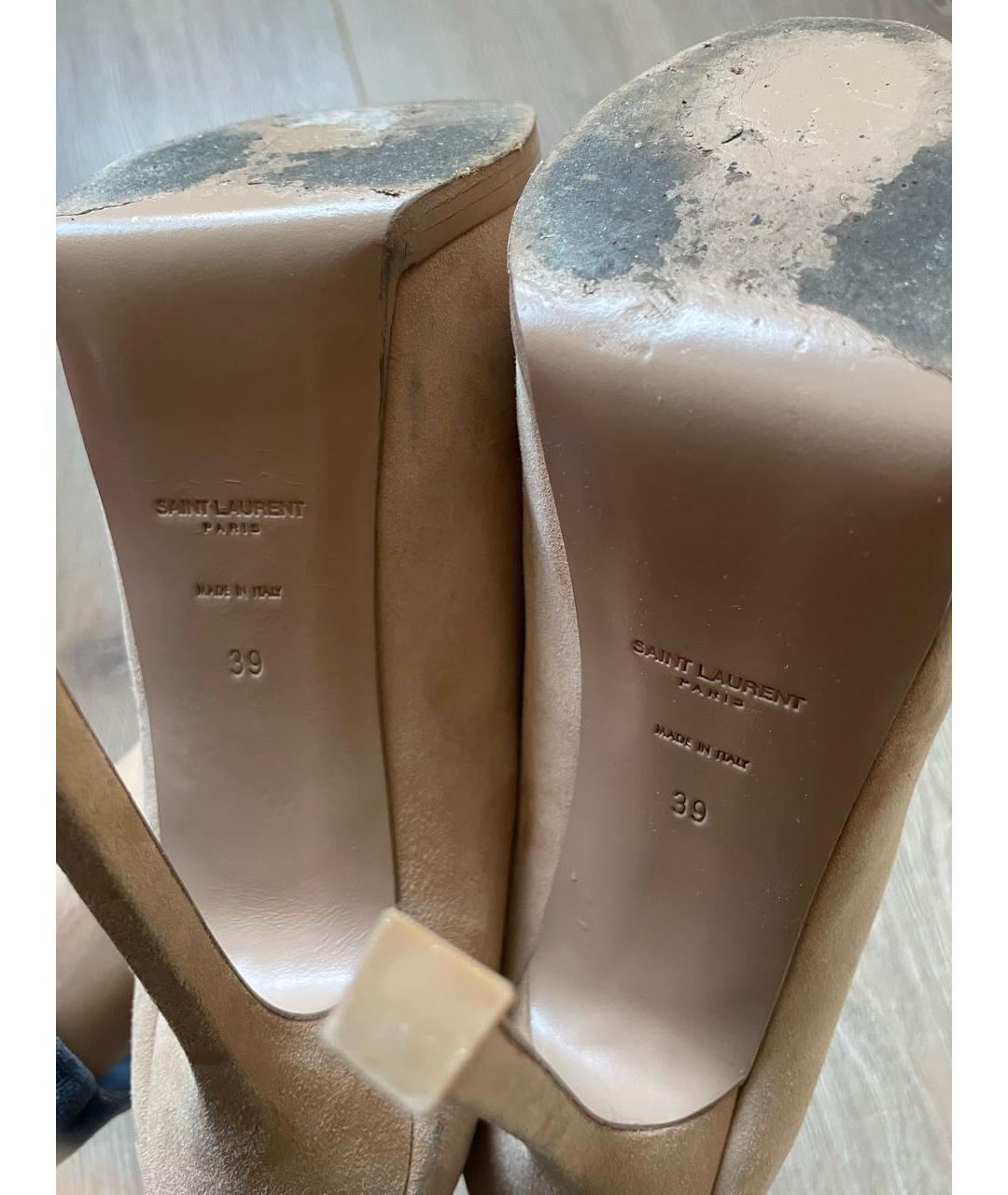 YVES SAINT LAURENT BEAUTY Бежевые замшевые туфли, фото 7