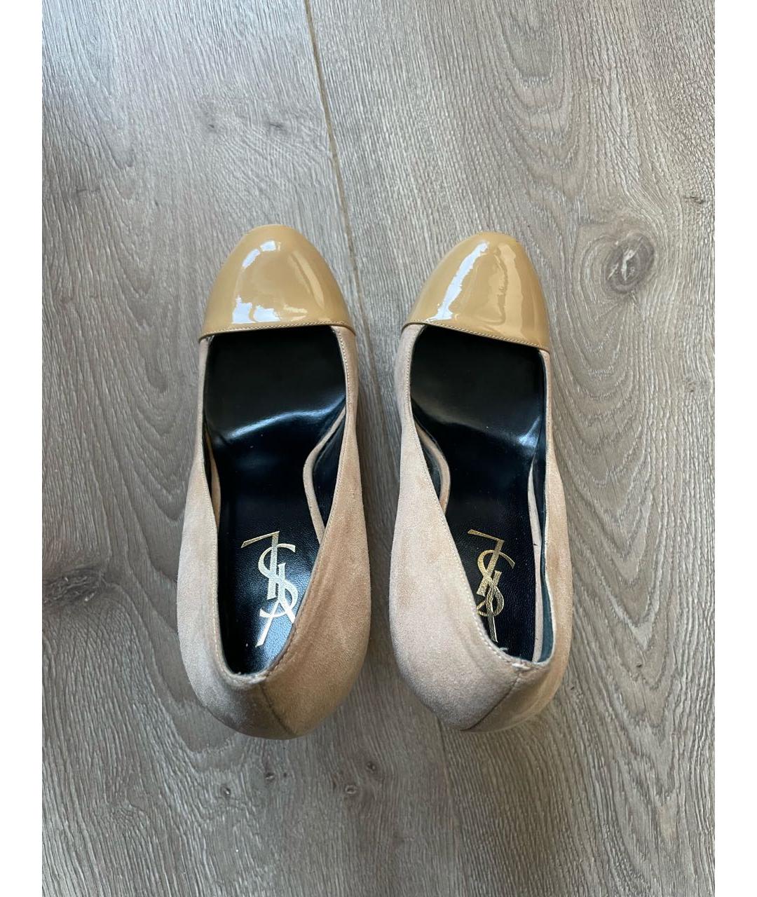 YVES SAINT LAURENT BEAUTY Бежевые замшевые туфли, фото 3