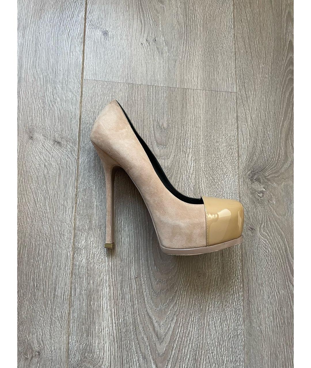 YVES SAINT LAURENT BEAUTY Бежевые замшевые туфли, фото 9