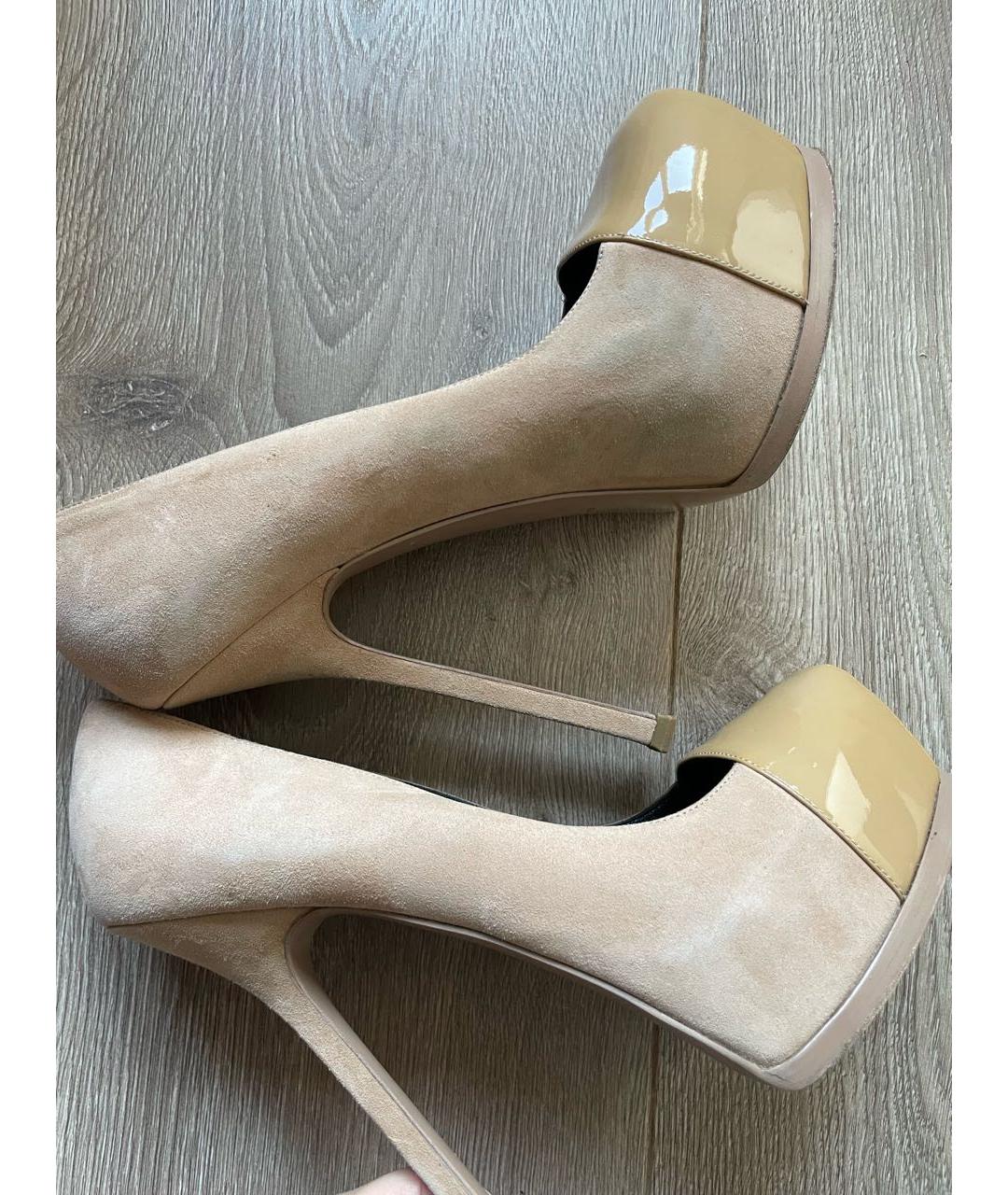 YVES SAINT LAURENT BEAUTY Бежевые замшевые туфли, фото 6