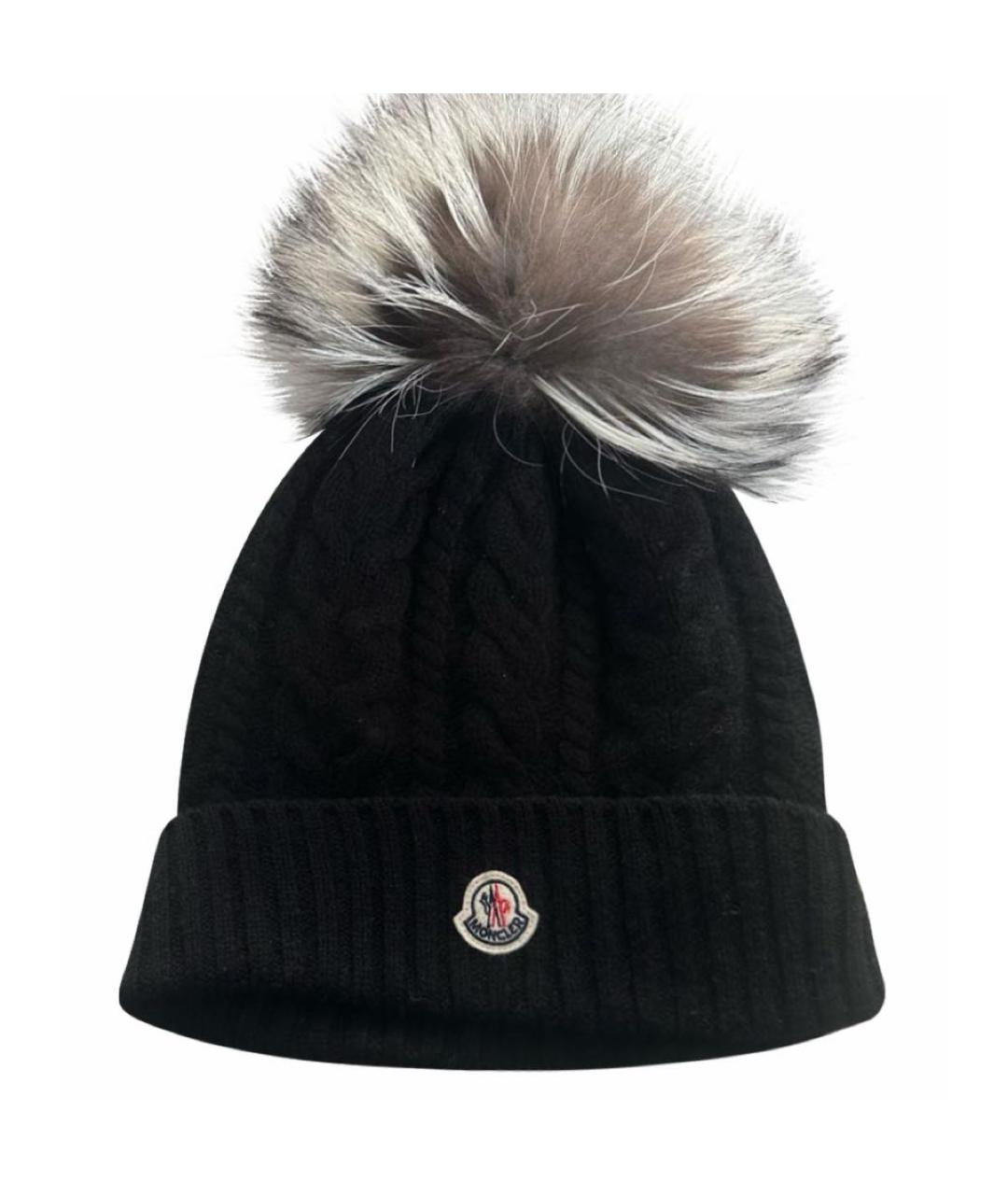 MONCLER Черная шерстяная шапка, фото 2