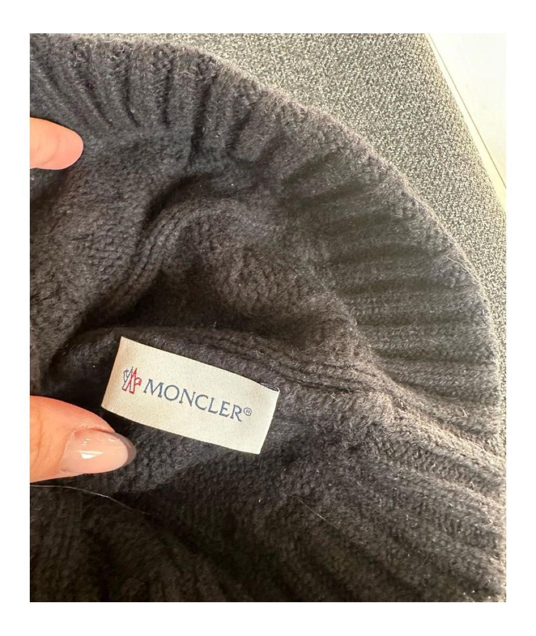 MONCLER Черная шерстяная шапка, фото 4