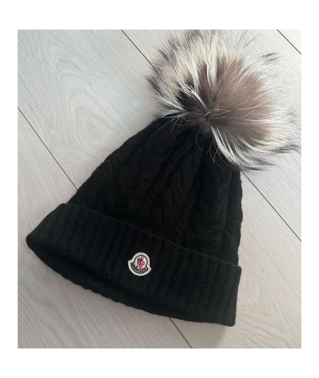 MONCLER Черная шерстяная шапка, фото 5