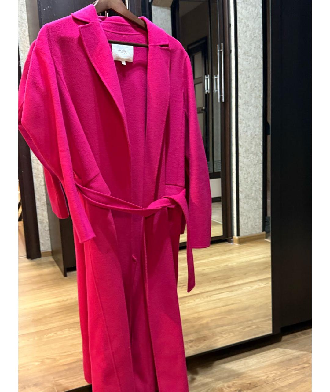 MAJE Фуксия шерстяное пальто, фото 8