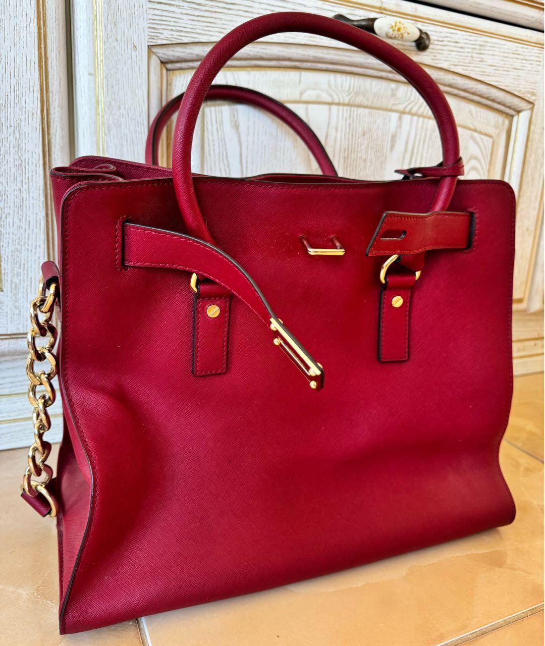 MICHAEL KORS Бордовая кожаная сумка тоут, фото 2