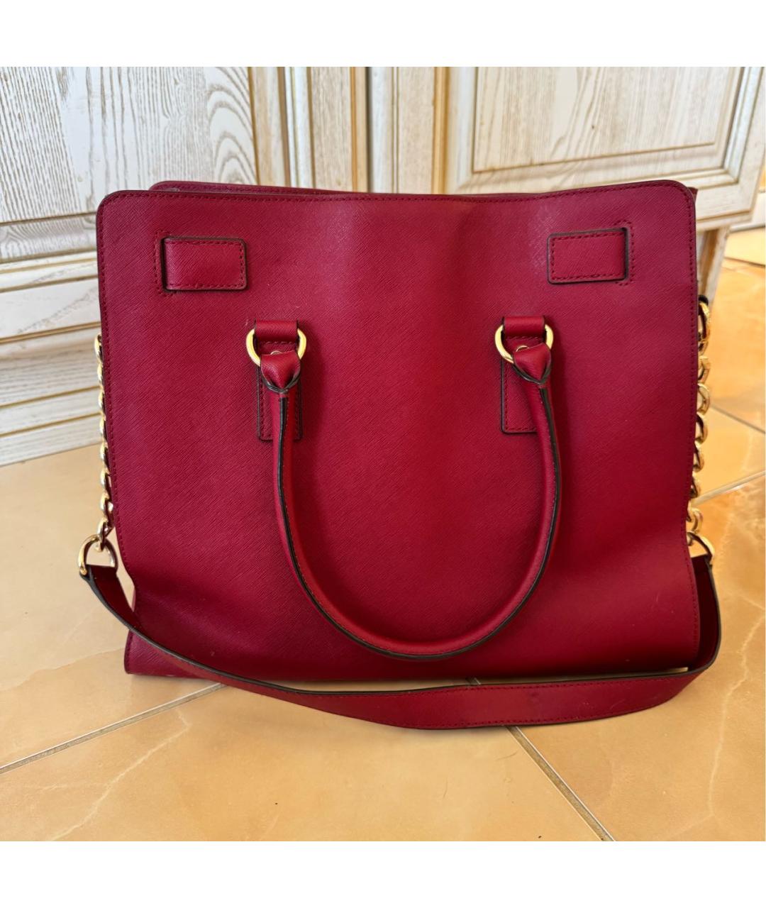 MICHAEL KORS Бордовая кожаная сумка тоут, фото 3