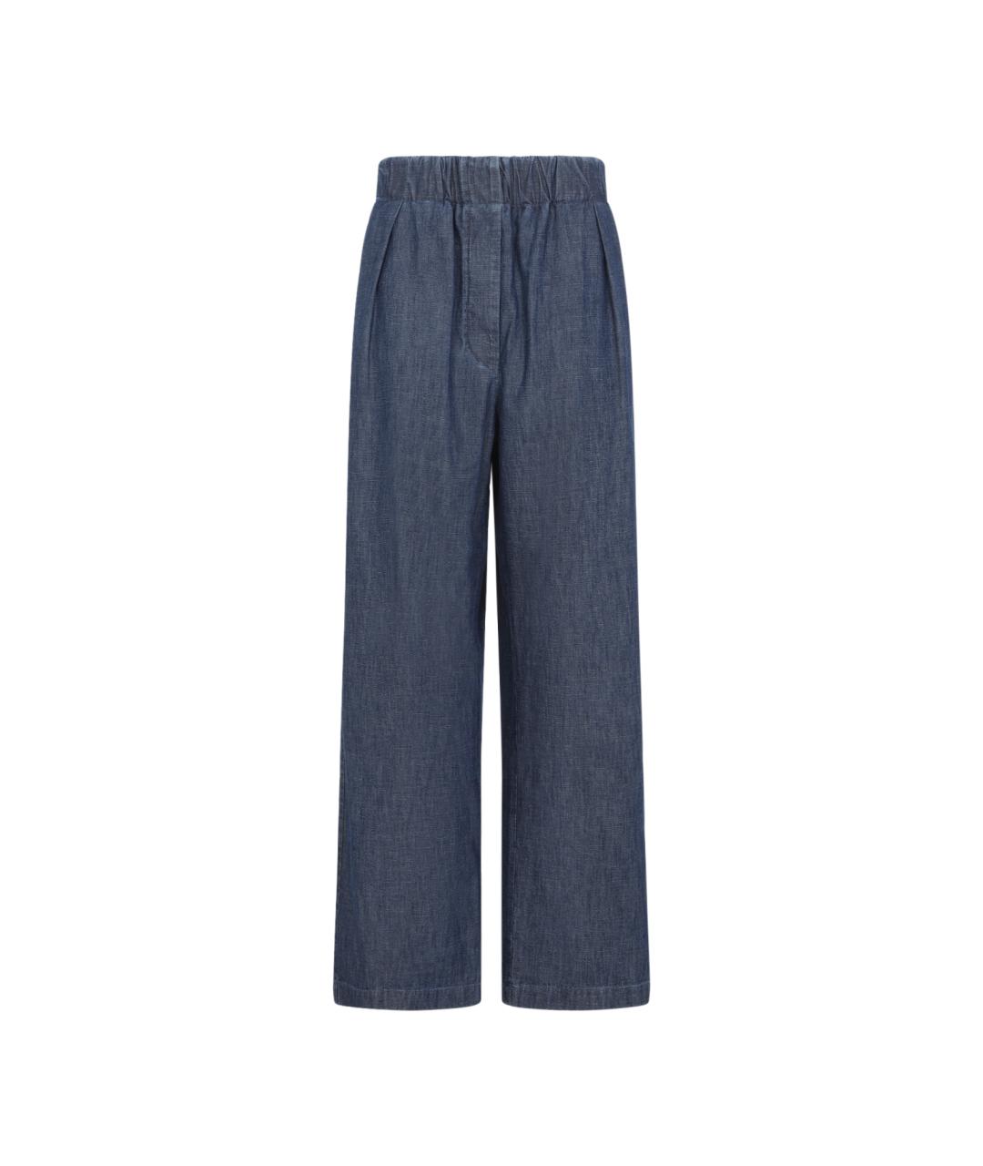JIL SANDER Синие хлопковые брюки широкие, фото 1
