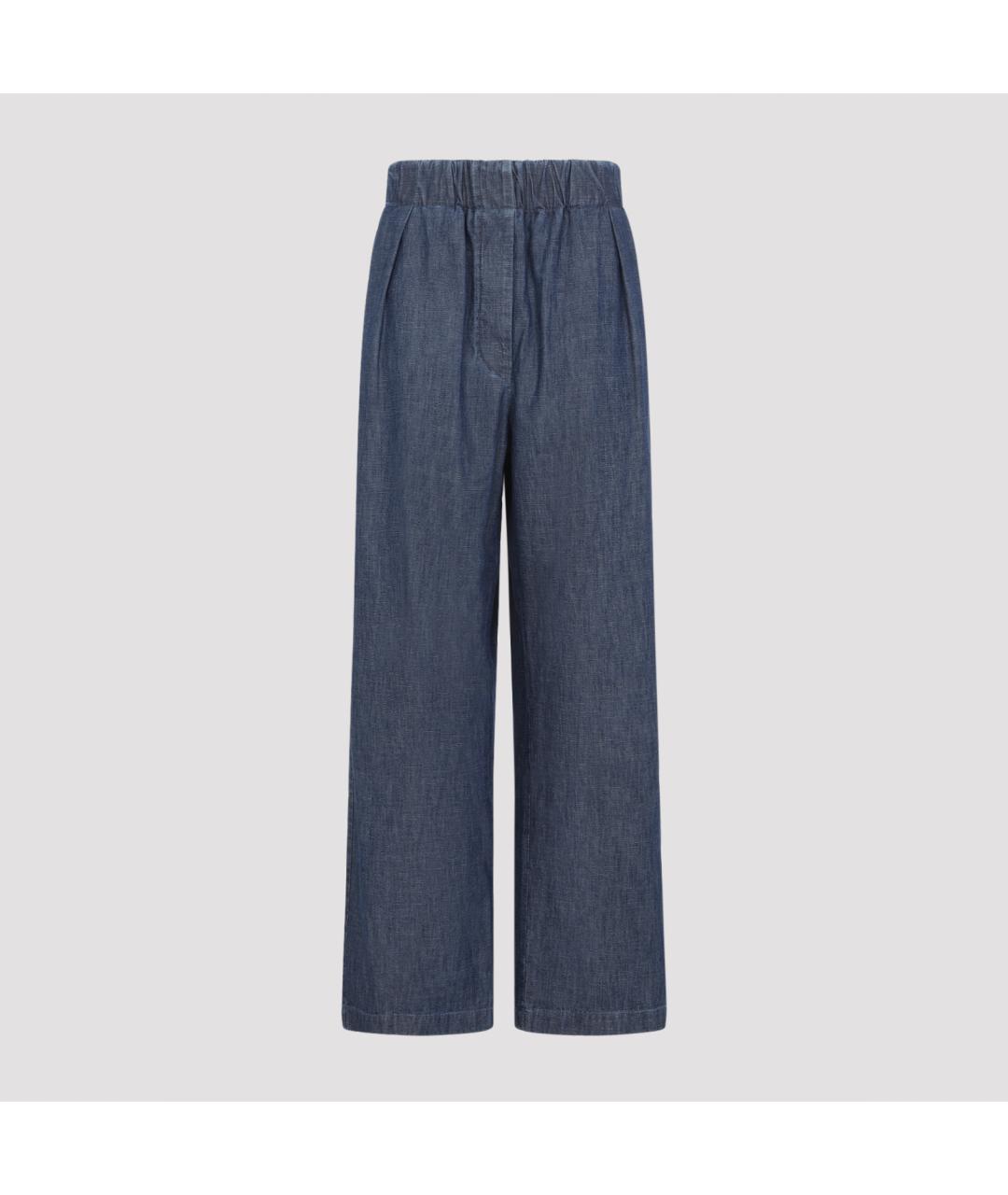 JIL SANDER Синие хлопковые брюки широкие, фото 3