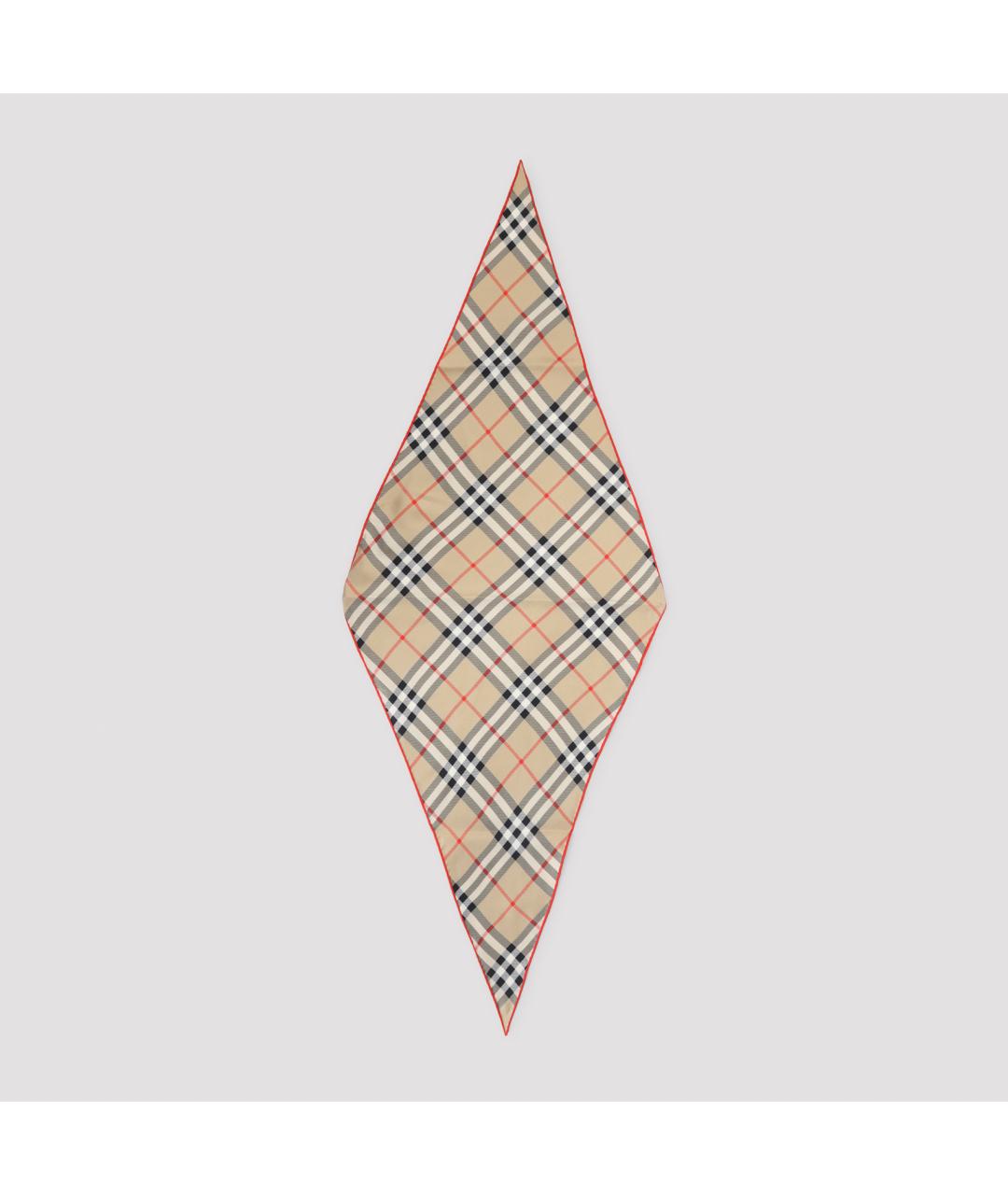 BURBERRY Бежевый шелковый платок, фото 2