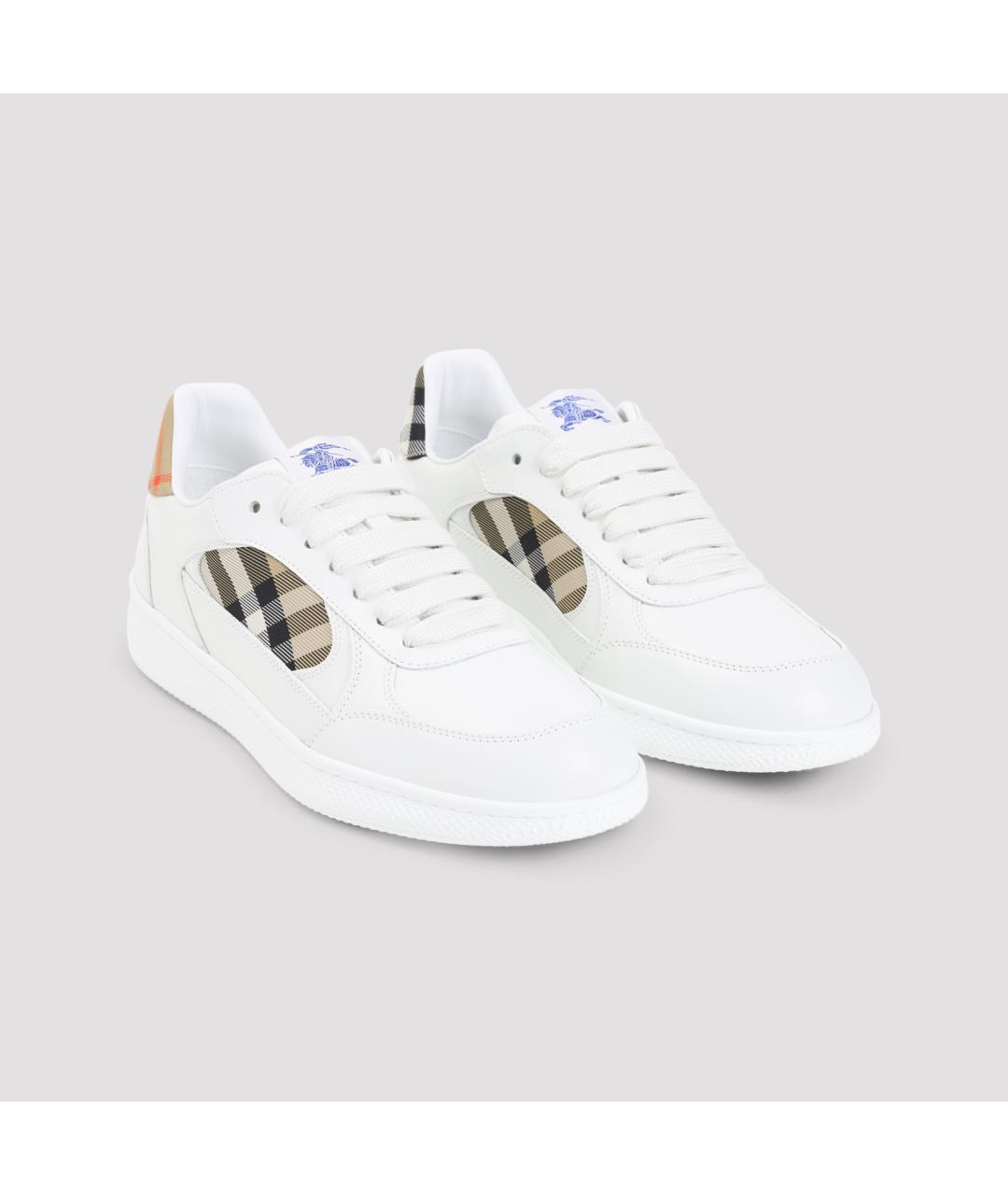 BURBERRY Белые кожаные низкие кроссовки / кеды, фото 4