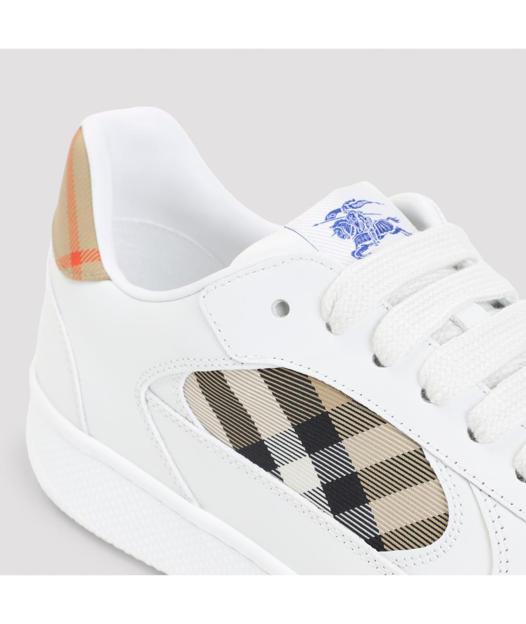 BURBERRY Белые кожаные низкие кроссовки / кеды, фото 5