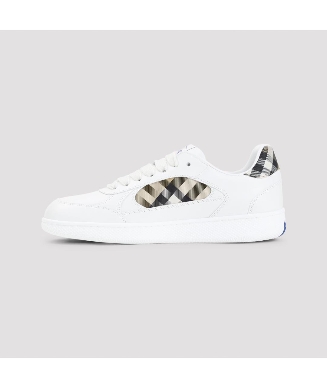 BURBERRY Белые кожаные низкие кроссовки / кеды, фото 3